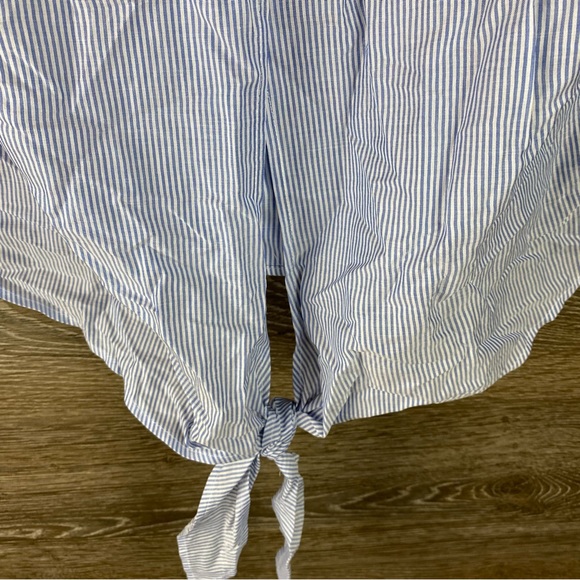 Nordstrom Blue Feather Claudette Stripe Cotton Blouse NWT Size M - Picture 7 of 9